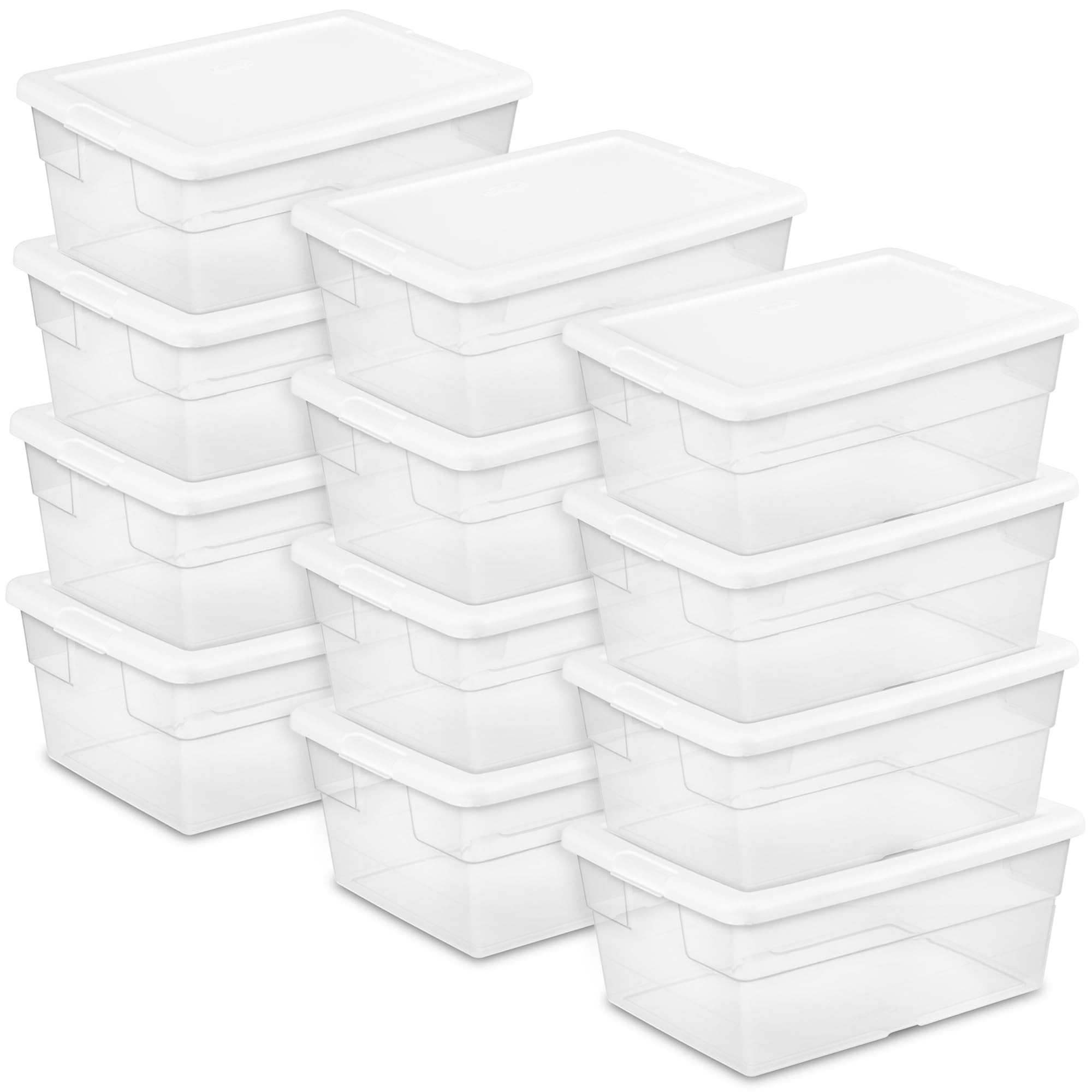 Sterilite 12-Pack Storage Box, Stackable Clear Plastic Bins with Snap-On Lids, 16 Quart | Amazon (US)