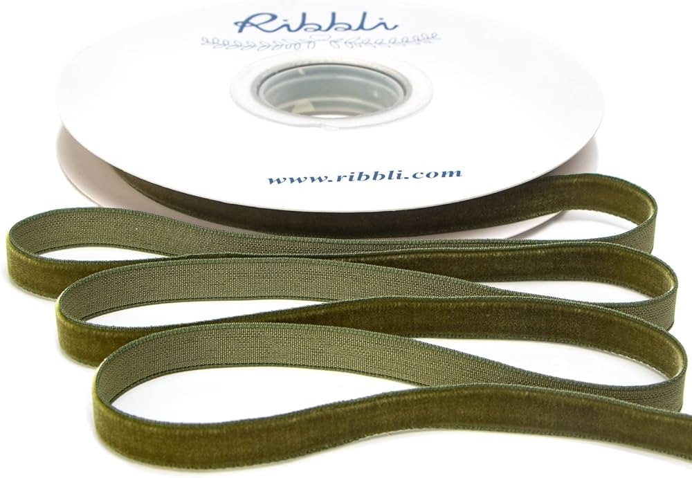 Ribbli Moss Green Velvet Ribbon,Polyester Velvet 3/8 Inches Continuous10-Yard Spool,Christmas Rib... | Amazon (US)