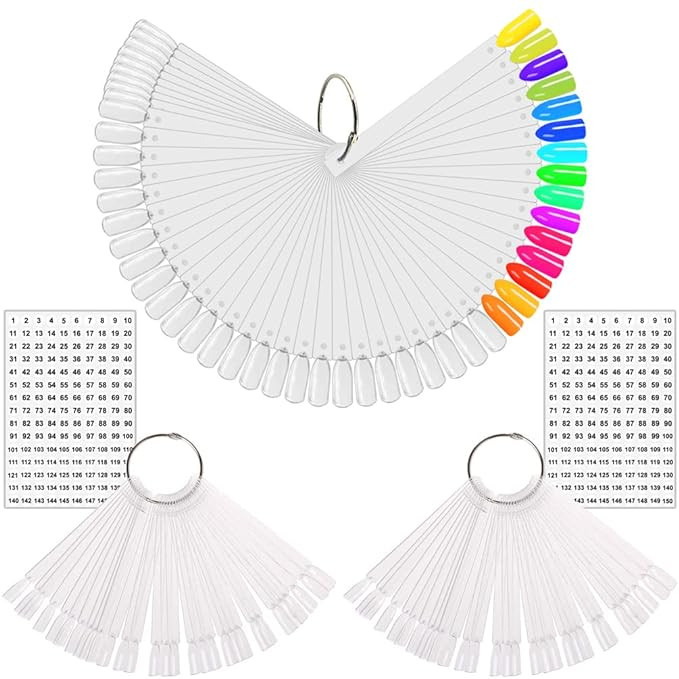 150 Pcs Nail Swatch Sticks with Ring, KINGMAS Clear Nail Art Color Display False Nail Tips Polish... | Amazon (US)