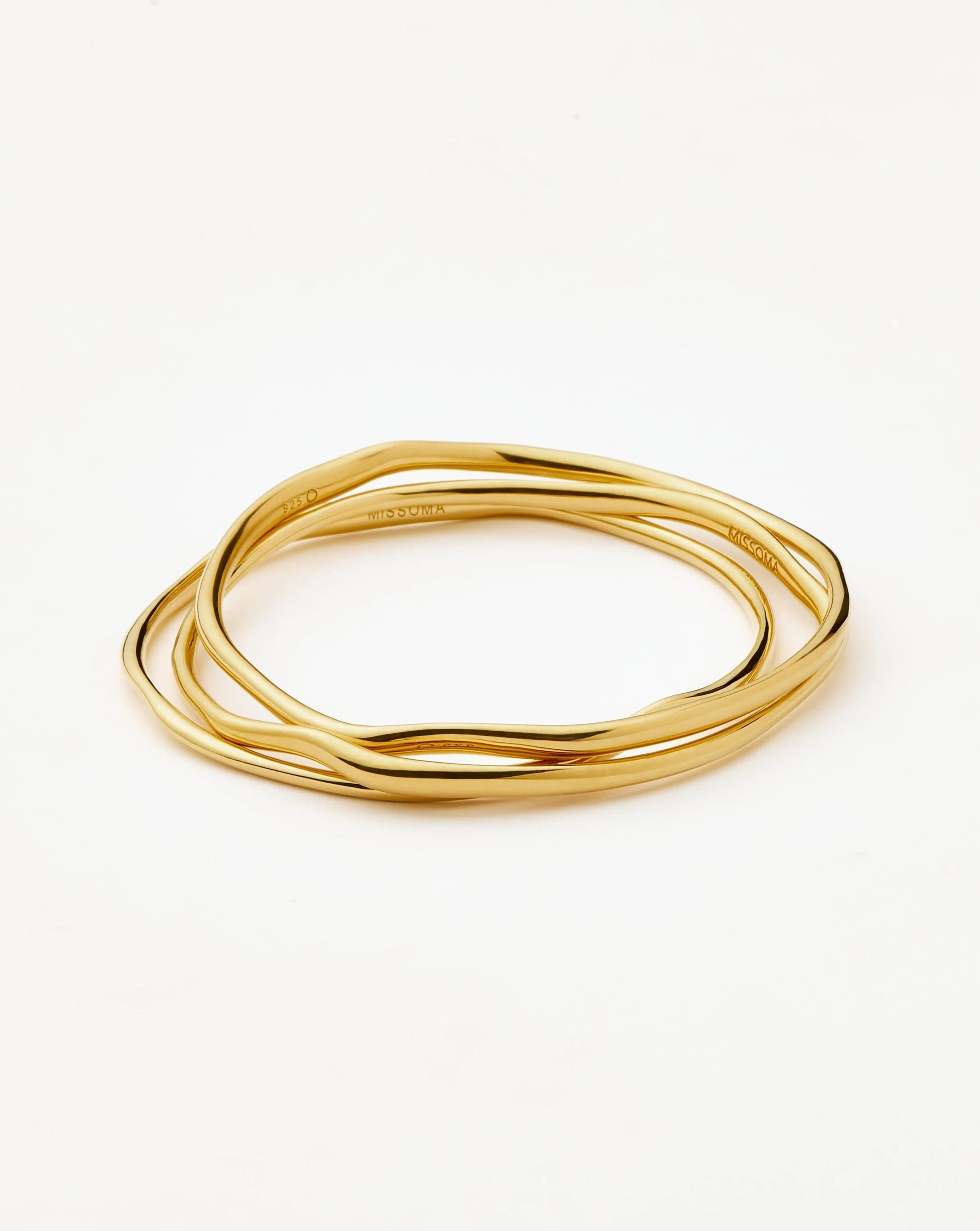 Trio Molten Ripple Bangle Bracelet Set | 18ct Gold Vermeil | Missoma UK