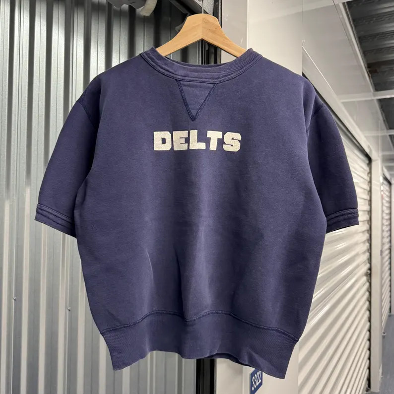 True Vintage 60\u2019s Delts Navy Short Sleeve Cotton Sweatshirt Single V Size S | Etsy (Global)