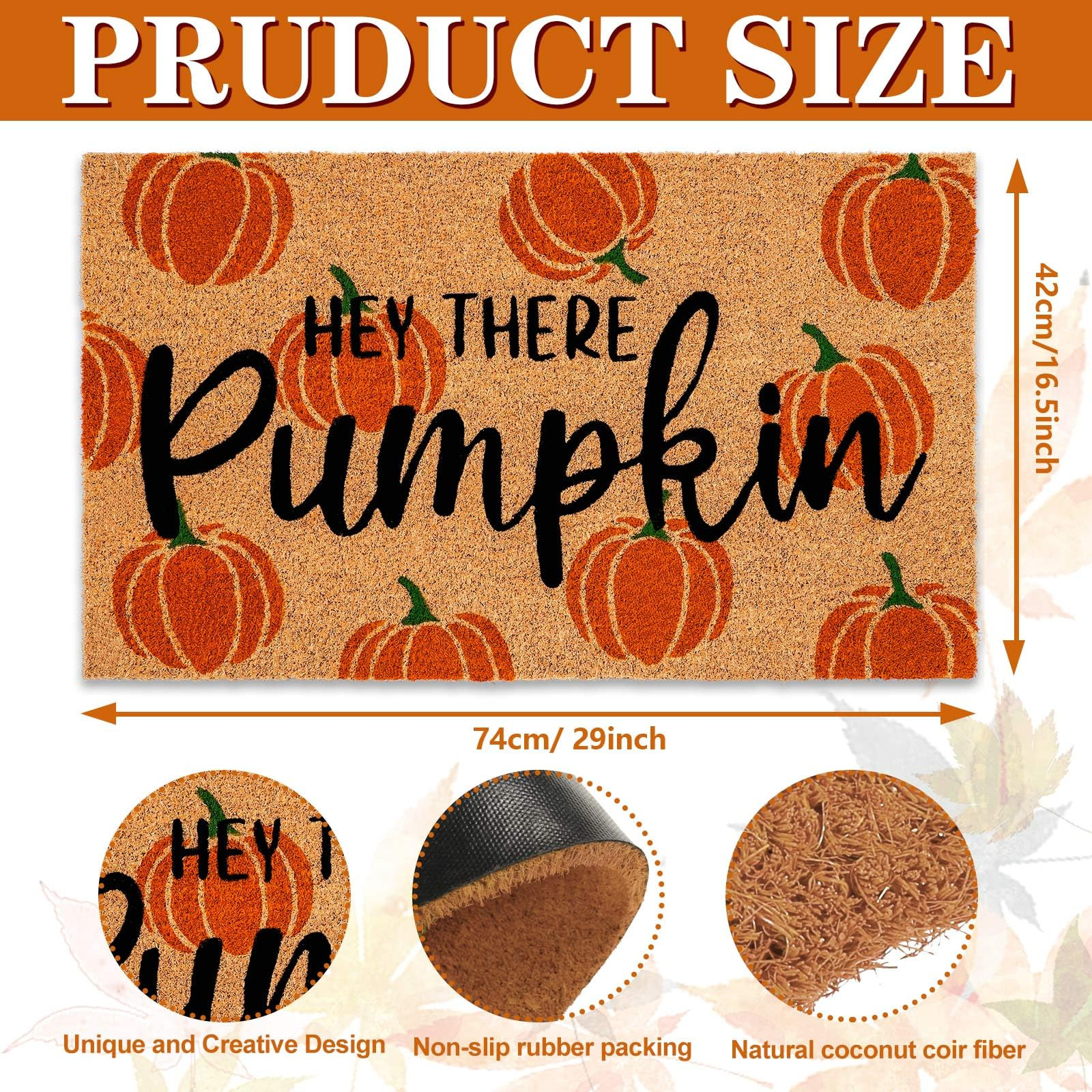 Fall Natural Coir Door Mat Hey There Pumpkin Floor Mat Non-Slip Entrance Door Rugs for Autumn Tha... | Amazon (US)