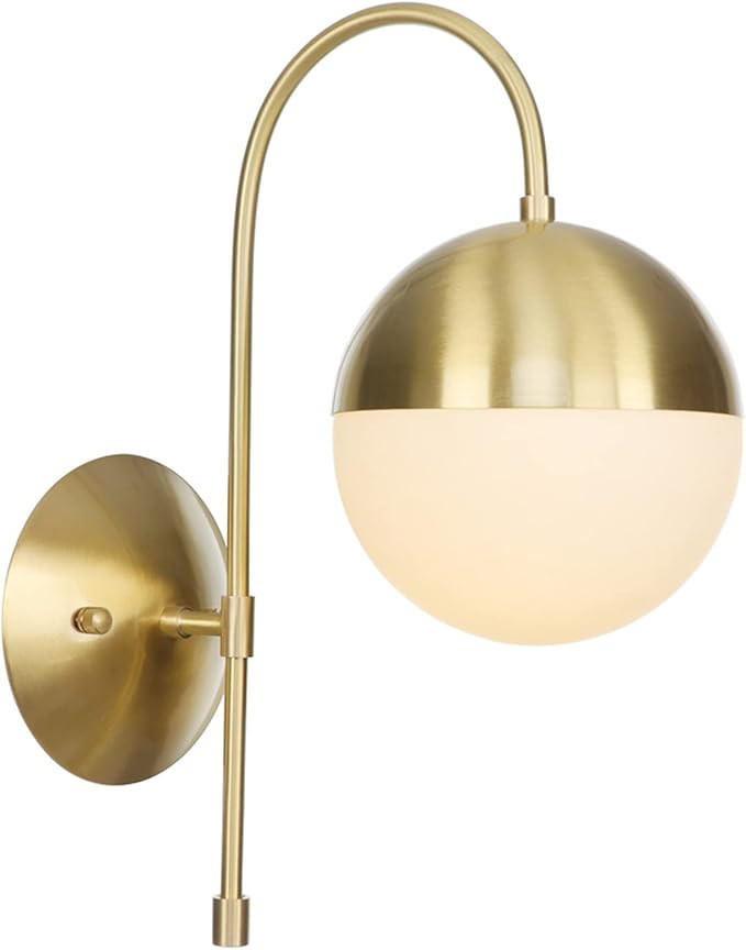 Wall Lamps, Modern Globe Glass Shade Brass Wall Sconces for Living Room Bedroom Bedside Bathroom ... | Amazon (US)