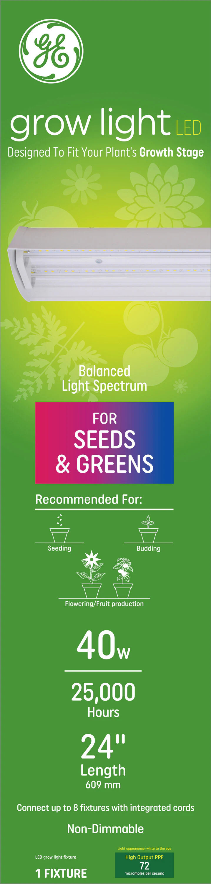 GE 24.0-in 1 -Light White 250 -Watt Balanced spectrum LED Grow light kit | 93101226 | Lowe's
