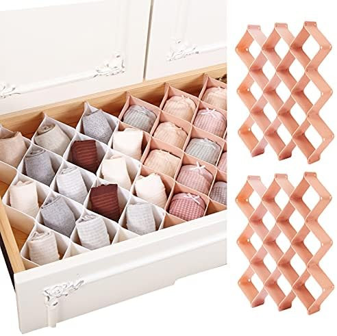 Honeycomb Drawer Organizer for Underwear, Roufa Drawer Divider Separator for Women Men, Dresser Draw | Amazon (US)