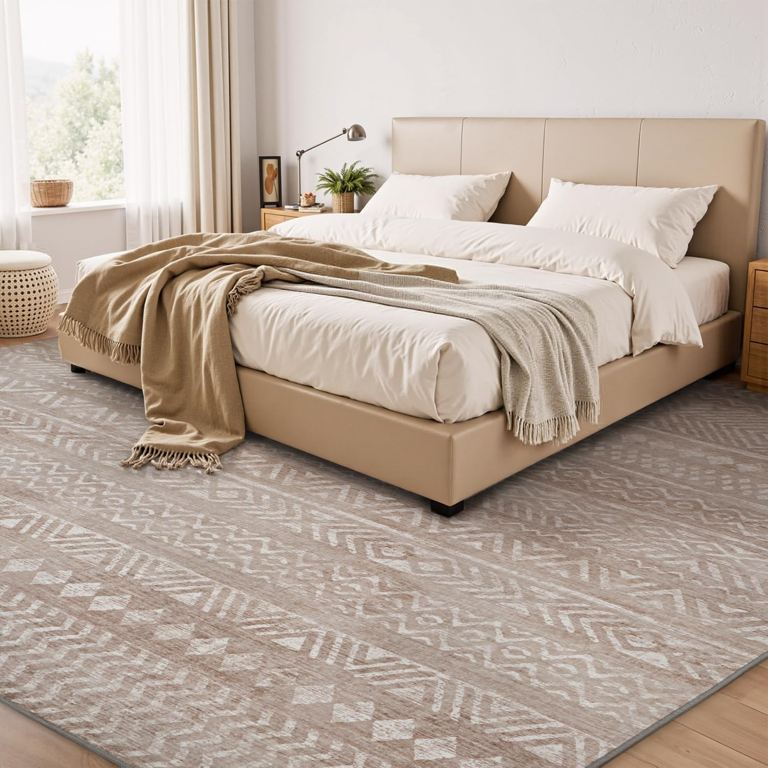 Brown Boho 5x7 Area Rugs for Living Room Bedroom Rug Carpet Washable Soft Neutral Modern Farmhous... | Amazon (US)