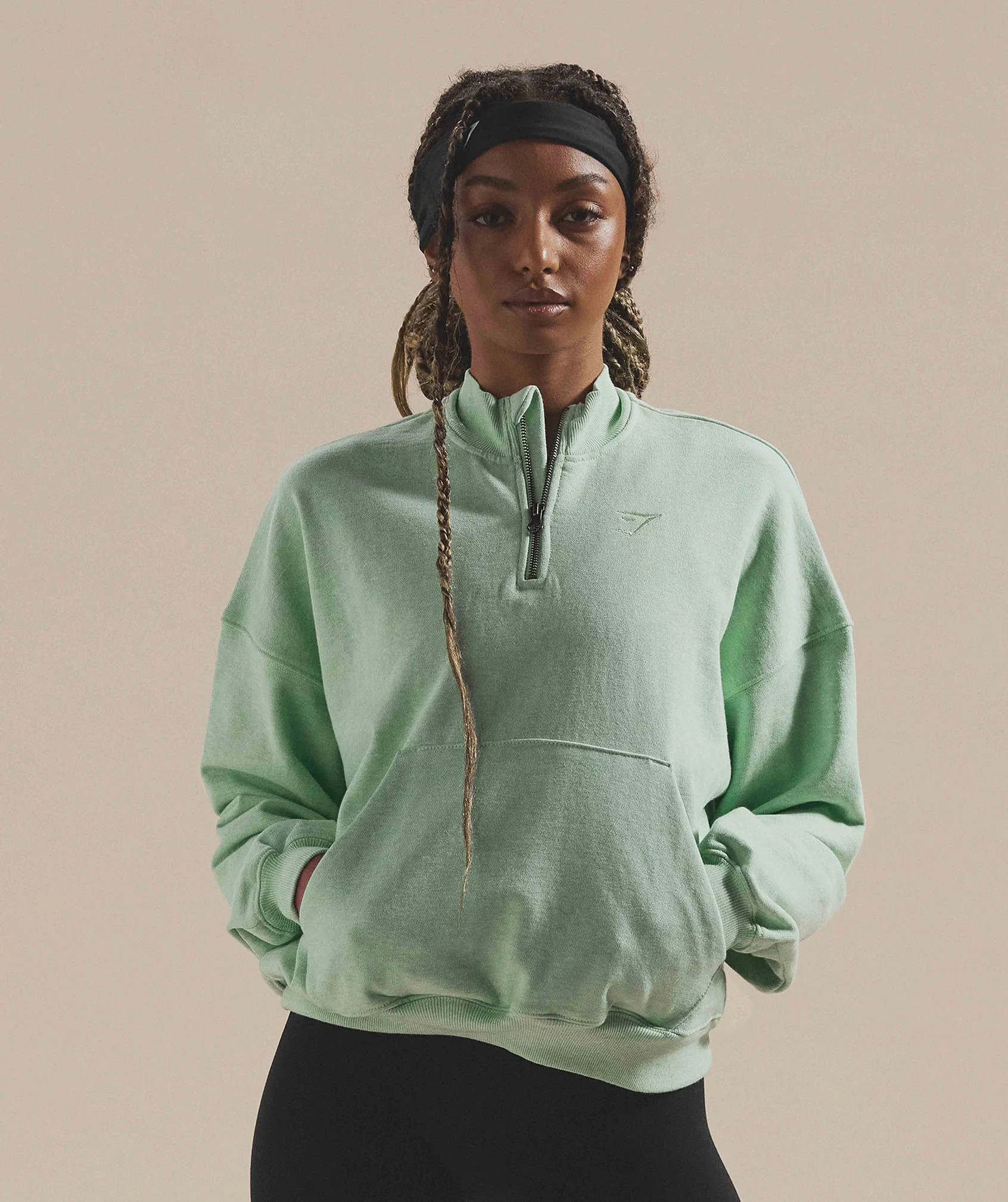 Gymshark Rest Day Sweats 1/2 Zip Pullover - Refreshing Green Marl | Gymshark US