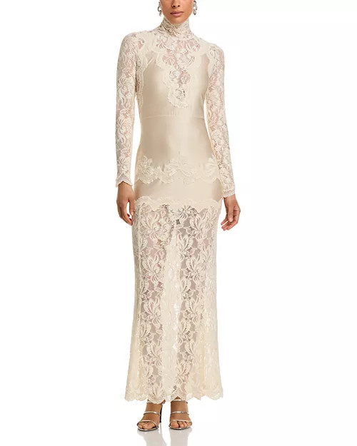 Rabanne Floral Lace Mock Neck Maxi Dress  | Bloomingdale's Women | Bloomingdale's (US)