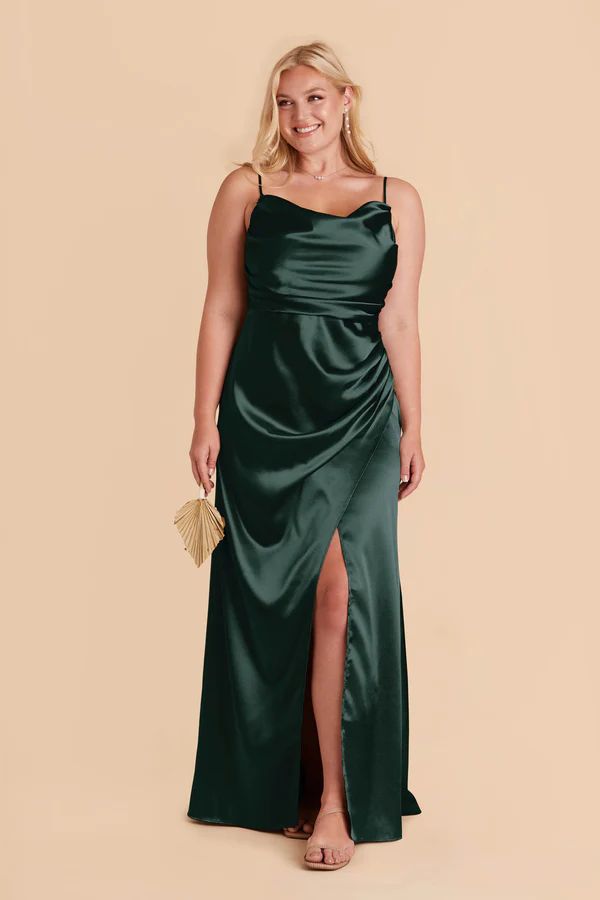 Lydia Satin Dress - Emerald | Birdy Grey
