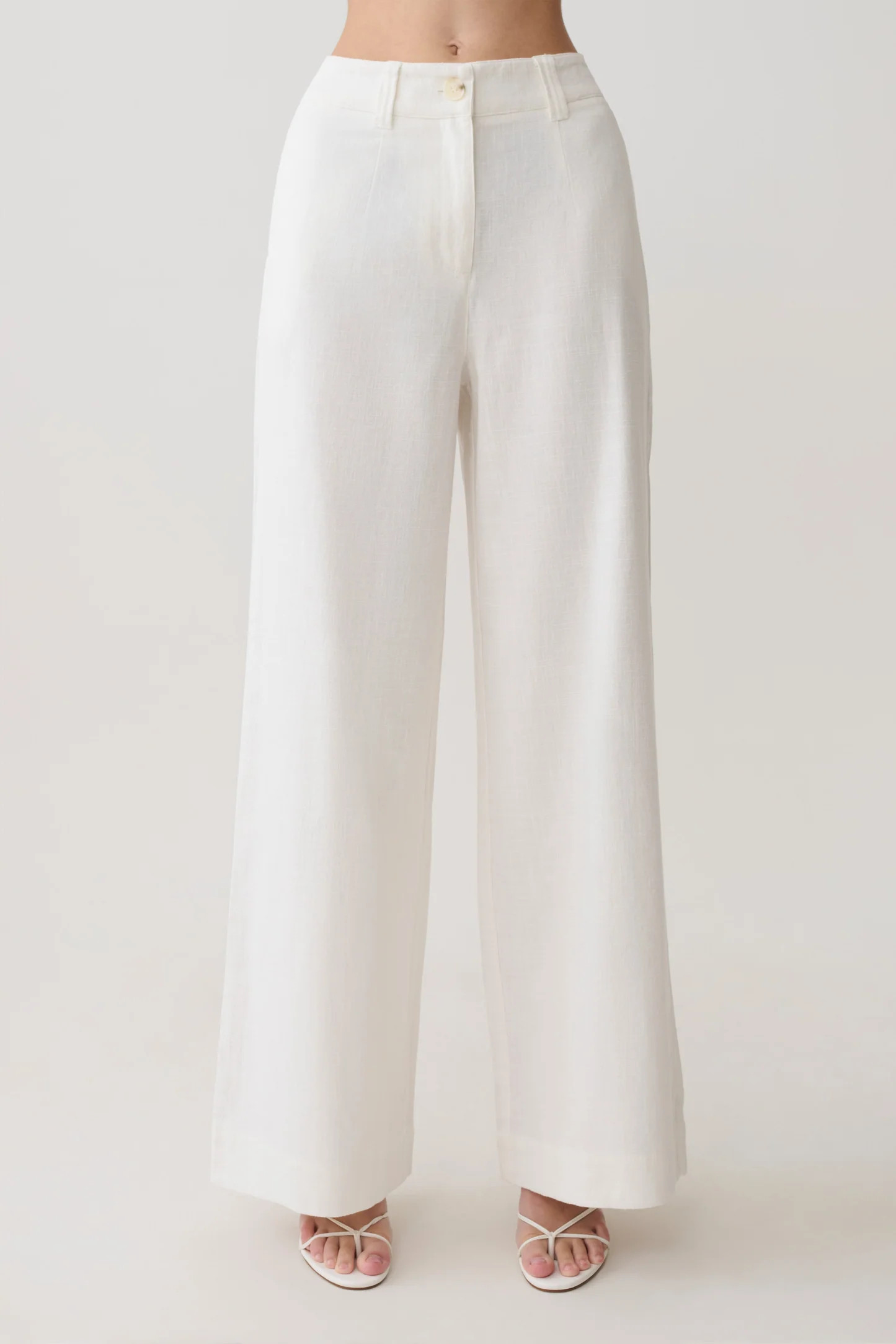 Brielle Straight Leg Linen Pant - White | MESHKI US