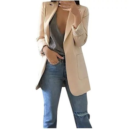 Blazers Jackets for Women Plus Size Business Casual Long Blazer Work Office Open Front Long Sleeve C | Walmart (US)