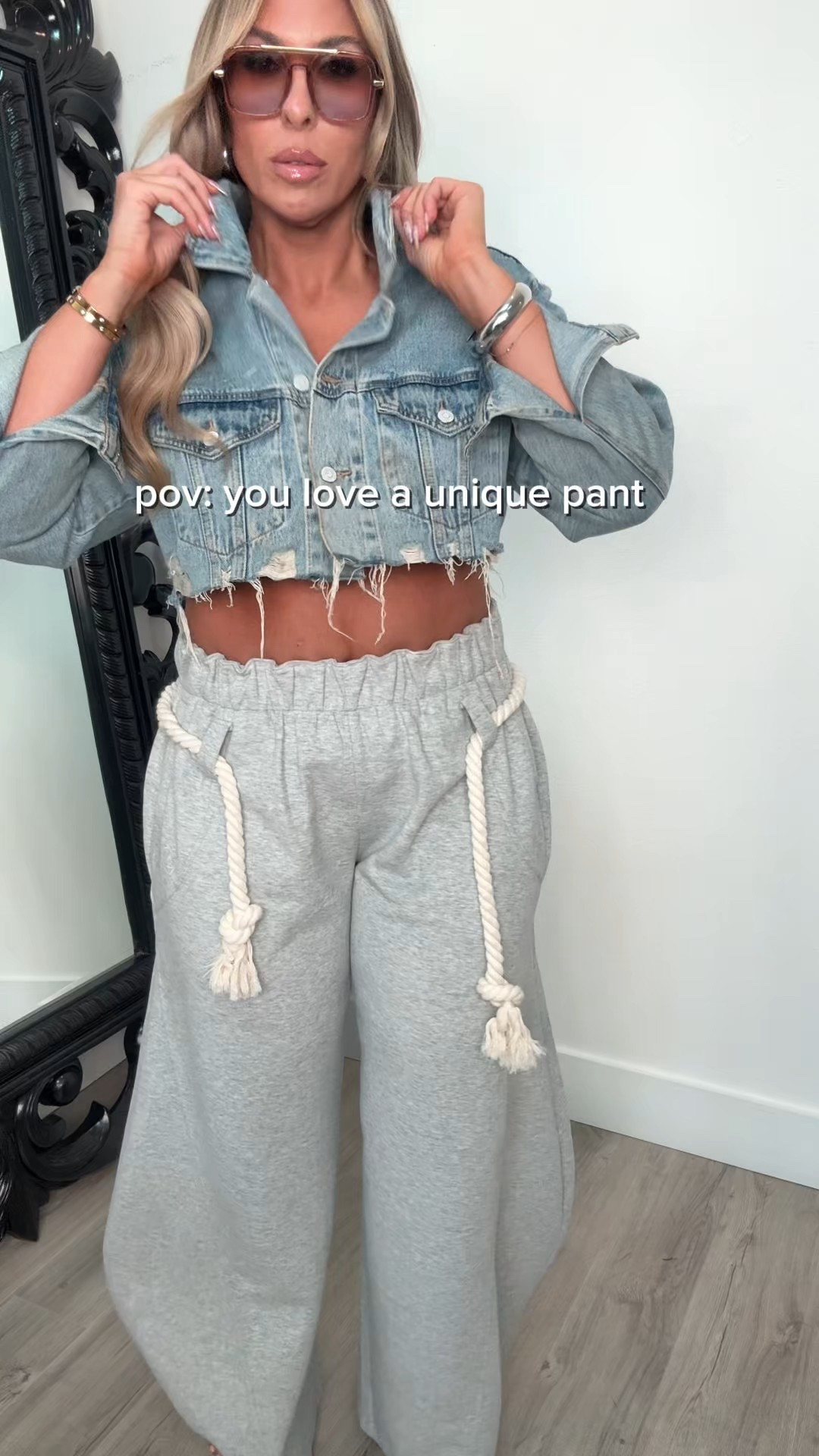 I love a fun pant! Super high quality sweatpant, barrel style. Easy to dress up with heels or down work sneakers/chunky sandal. Sized up to an XXL because I prefer extra oversized but my true to size XL fit well. Top size L. 

denim shirt XL (color mid blue)
white tank M/L
silver adidas 
cropped denim jacket old (linked similar)
grey off shoulder tee size L
Nike vomero   


#LTKover40 #LTKmidsize #LTKfindsunder100