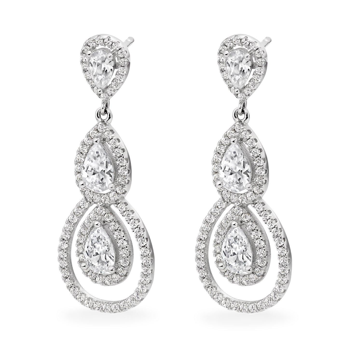 Silver Cubic Zirconia Pear Drop Earrings | Beaverbrooks