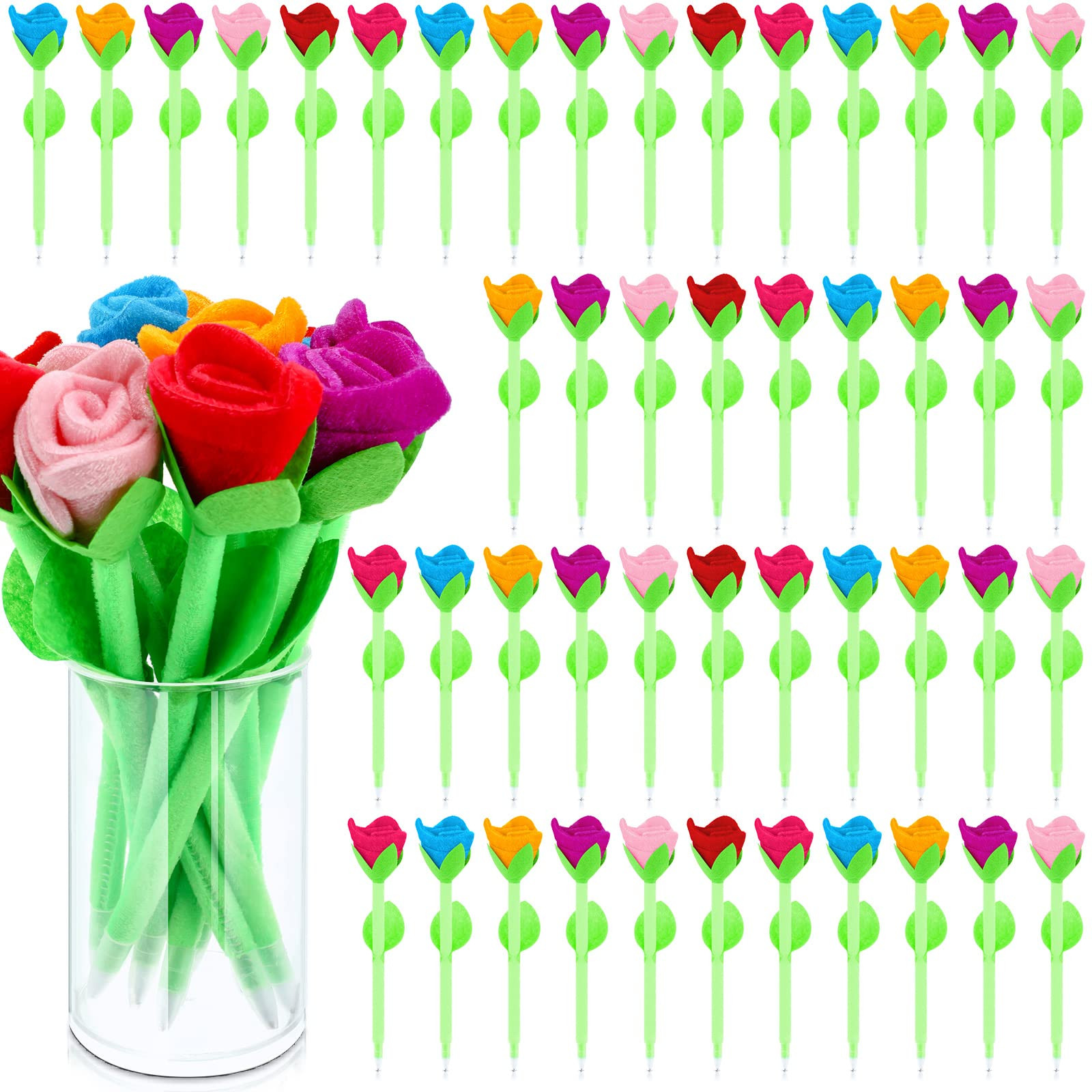 Teling Valentine's Day Gift Stuffed Rose Flower Ballpoint Pens Reliable Roses Plush Bouquet Pens ... | Amazon (US)