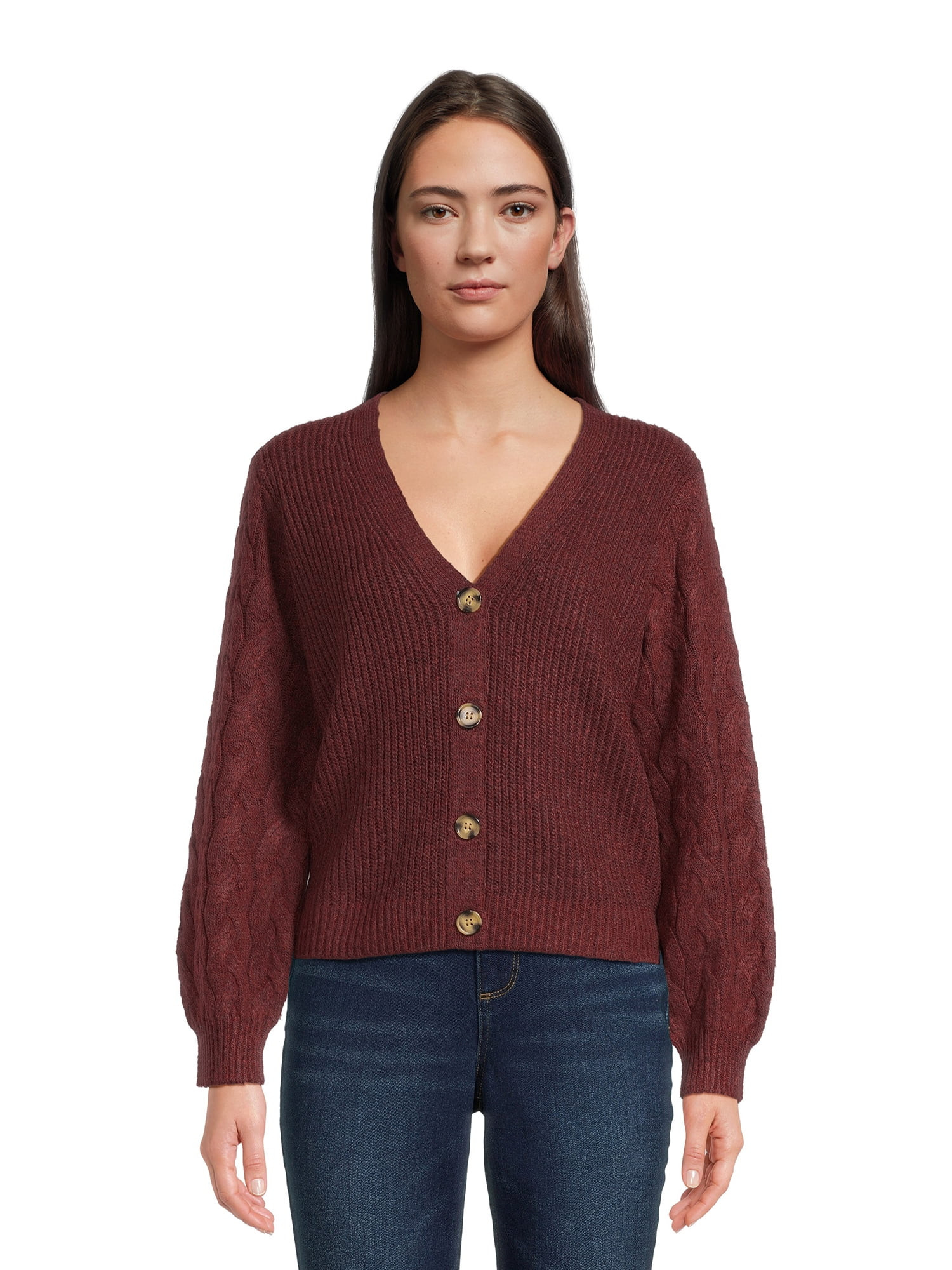 Time and Tru Women's Boyfriend Cardigan Sweater, Midweight, Sizes XS-XXXL | Walmart (US)