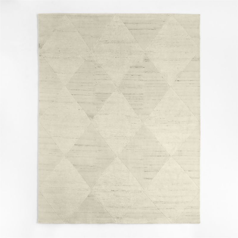 Dreux Wool-Blend Diamond-Textured Ivory Area Rug 6'x9' | Crate & Barrel | Crate & Barrel