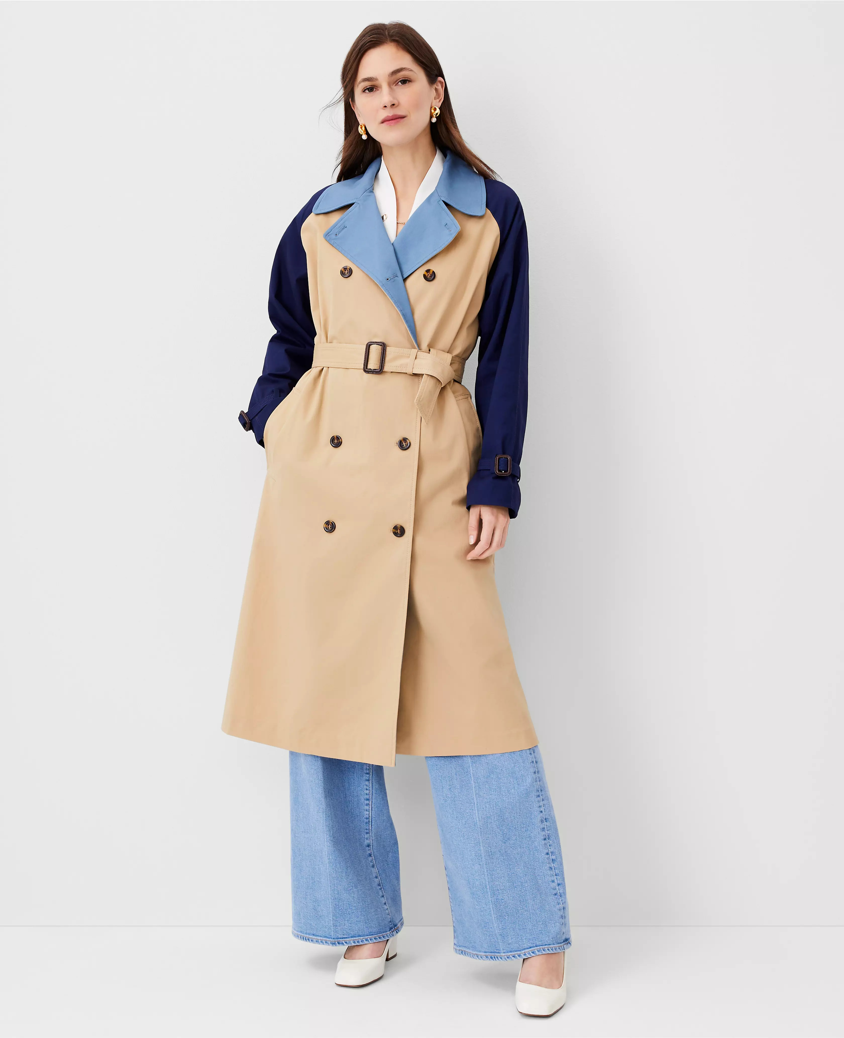 Colorblock Oversized Trench Coat | Ann Taylor (US)