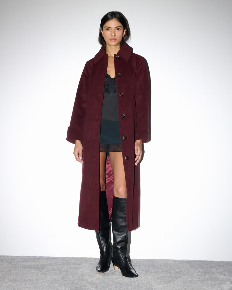 Belted Wool-Blend Coat | Abercrombie & Fitch (US)