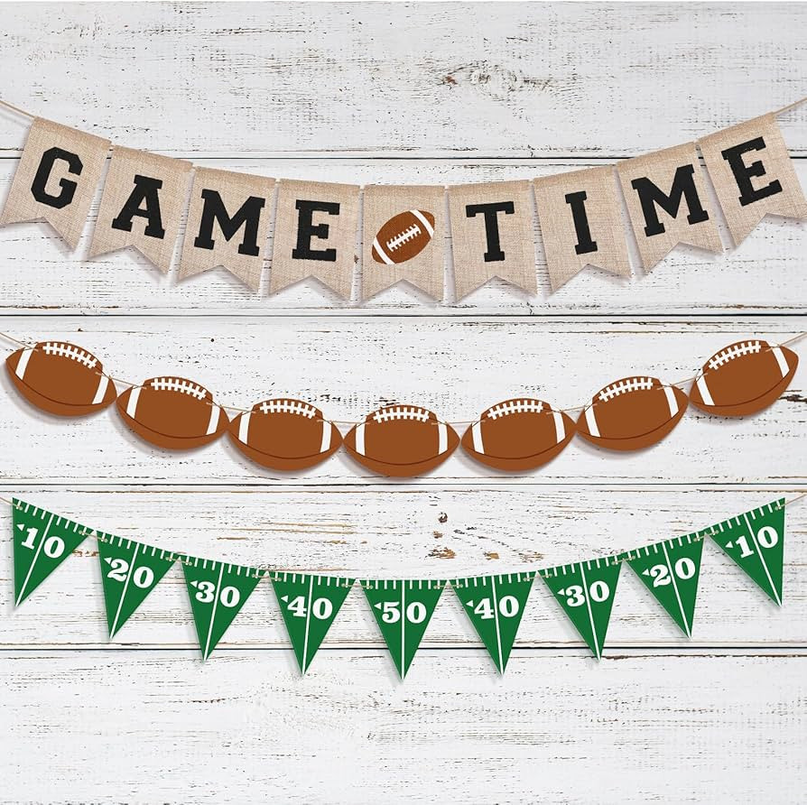 Game Time Football Burlap Banner Football Party Favors Decorations 9.8ft Game Day Garland Banner ... | Amazon (US)