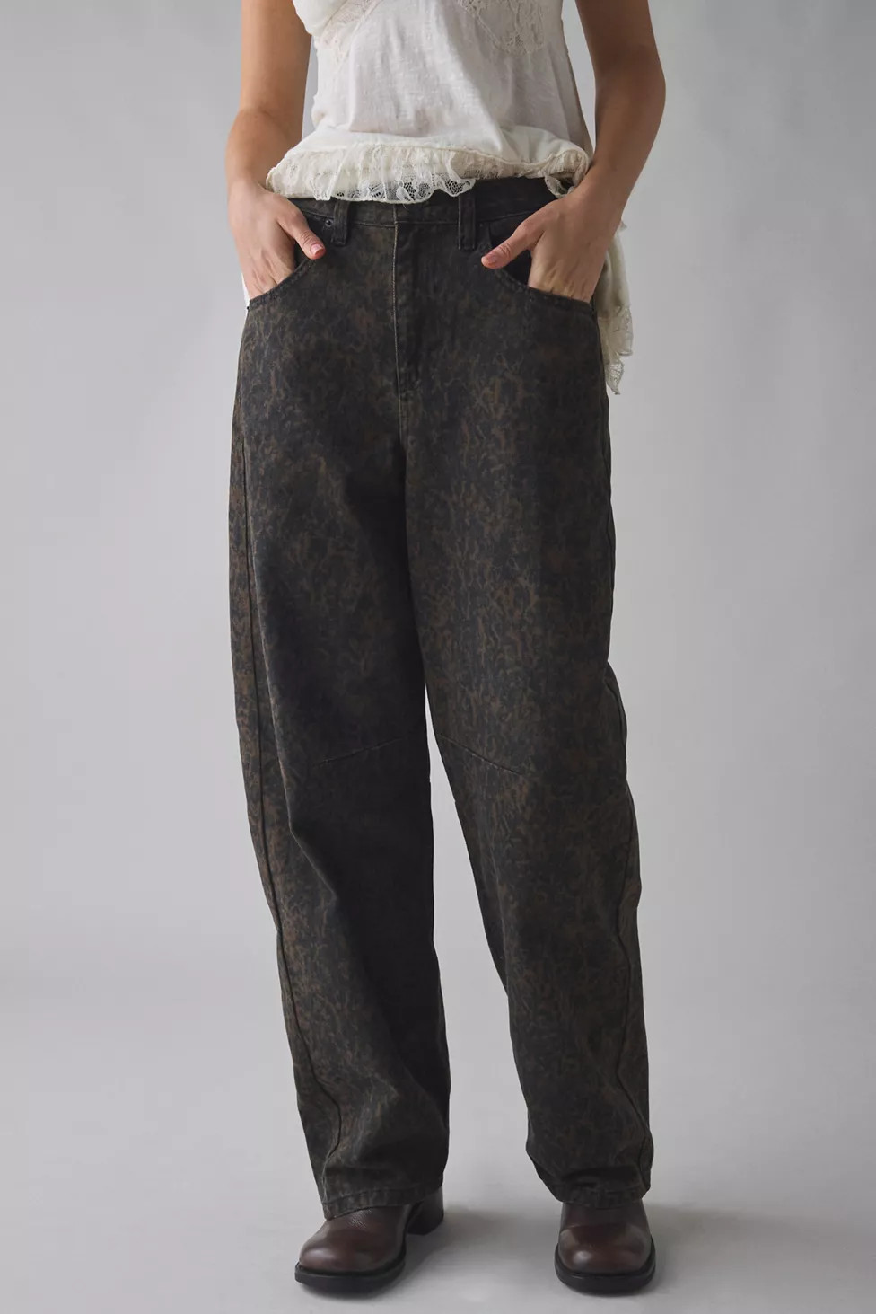 BDG Logan Printed Buckle Baggy Barrel Jean | Urban Outfitters (US and RoW)