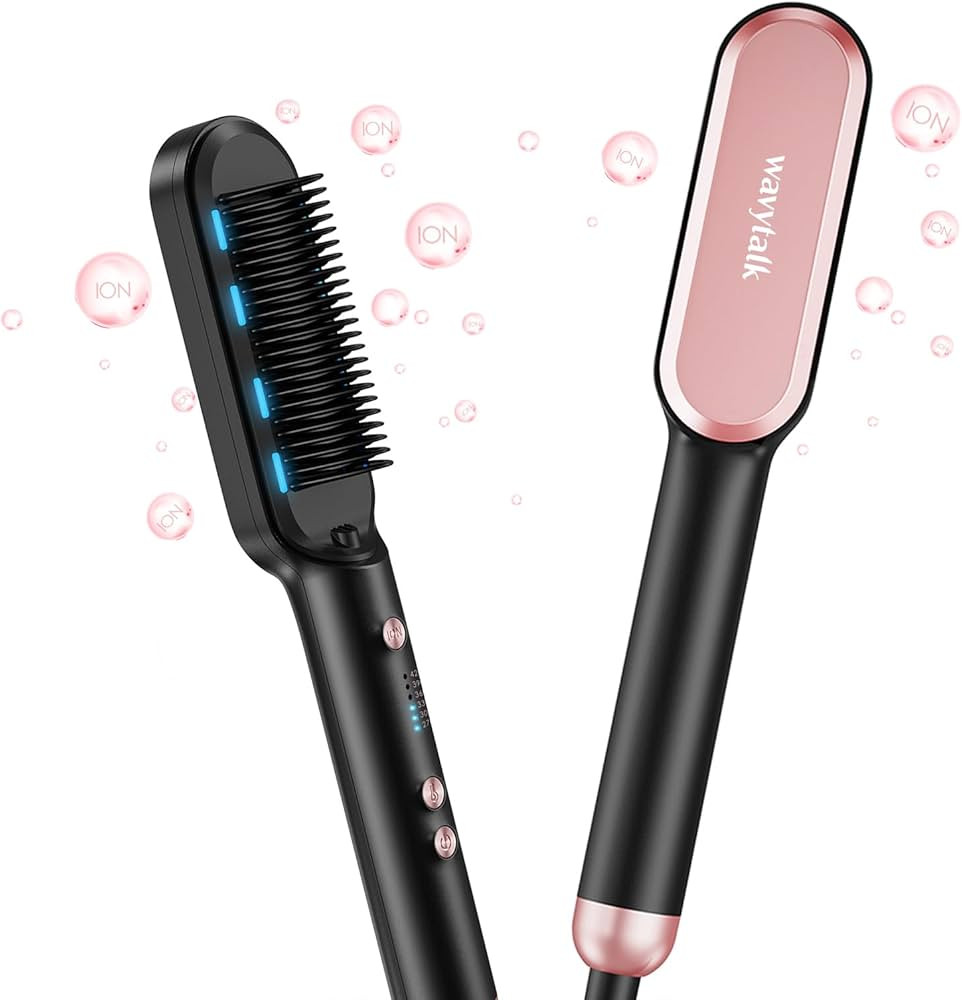 Wavytalk Hair Straightener Brush, Ionic Hair Straightening Brush with 6 Temperature Adjust, Anti-... | Amazon (US)