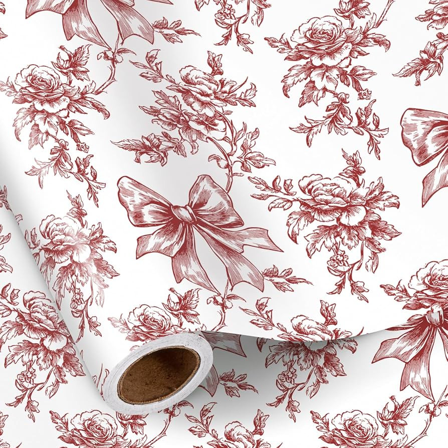 RUSPEPA Vintage Floral Bow Wrapping Paper Roll, Mini Roll, Elegant Roses and Bows Design, Classic... | Amazon (US)