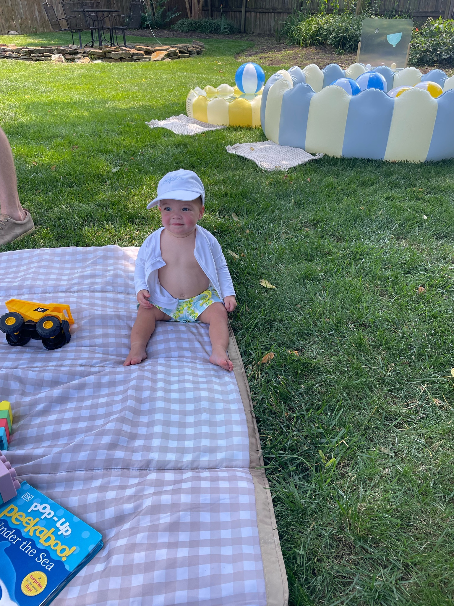 First birthday vibes ! 

Custom baby baseball cap with name , picnic blanket , first birthday party inspiration , baby pools , chic baby pool , baby boy swimsuit , zip up rash guard for baby

#LTKBaby #LTKParties #LTKKids