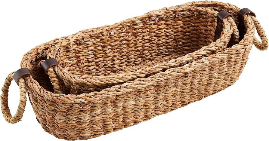 Mud Pie Sea Grass Nested Bread Baskets; small 5" x 12 1/2" | large 6 1/2" x 16 1/2" | Amazon (US)