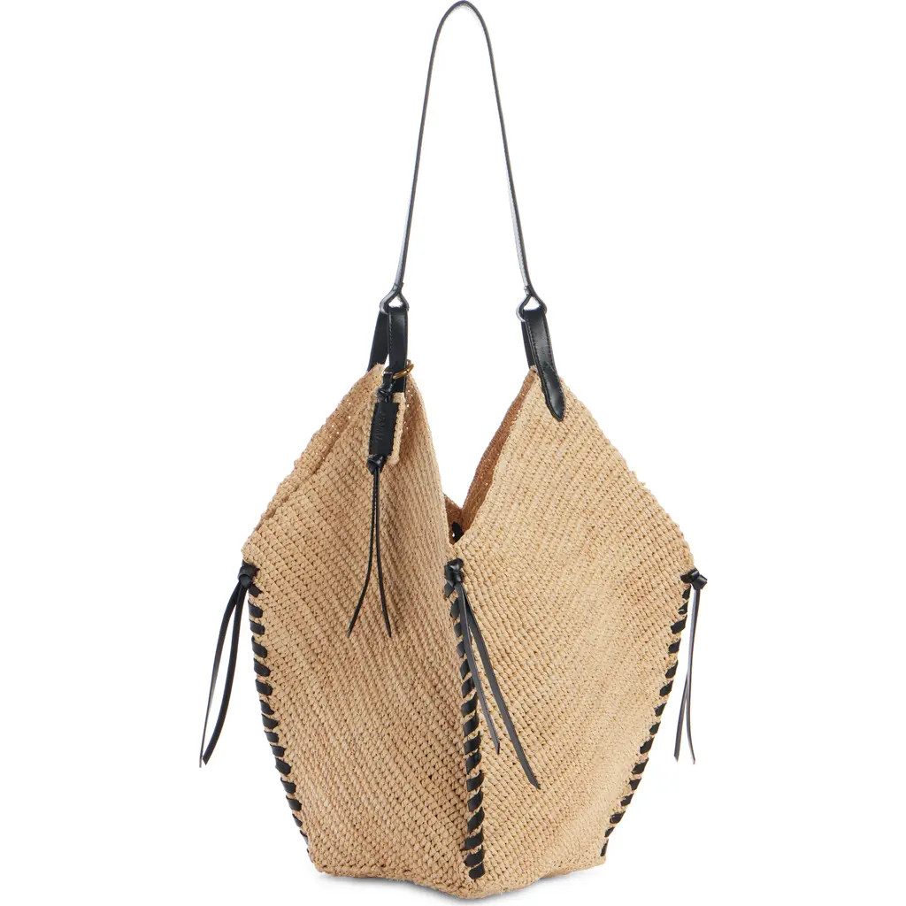 Isabel Marant Tampa Woven Raffia Tote in Natural/Black at Nordstrom | Nordstrom