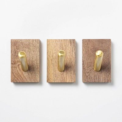 4&#34; Set of 3 Brass Hooks Gold - Threshold&#8482; designed with Studio McGee | Target