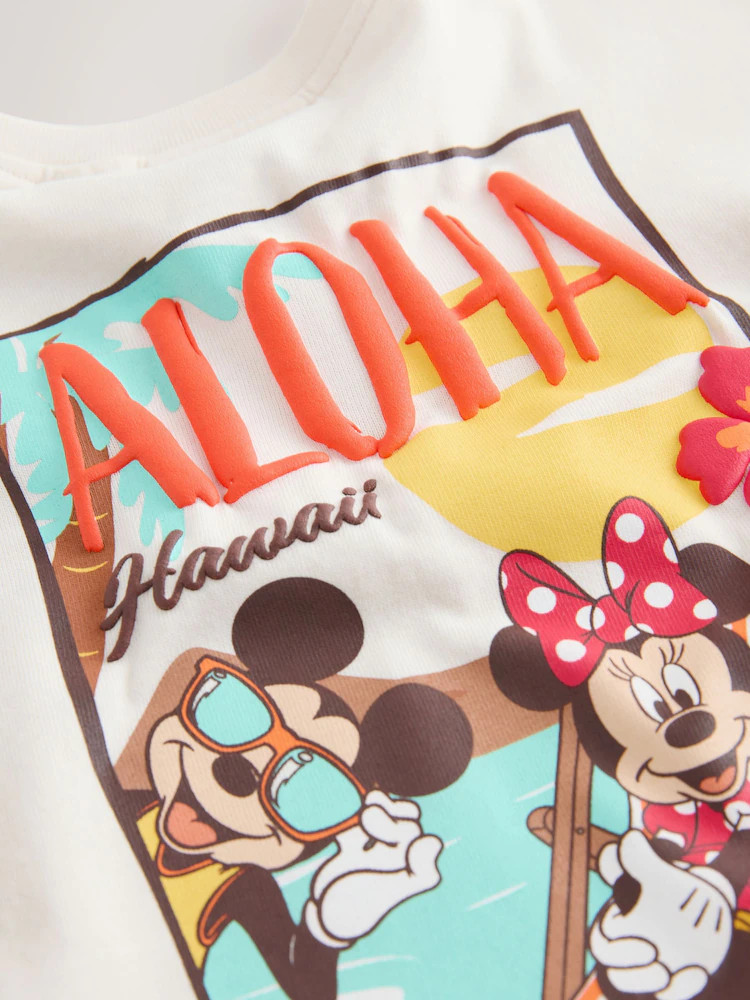 Ecru White Beach Minnie Mouse Cycle Shorts Set (3mths-7yrs) | Next US