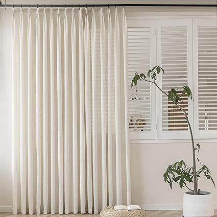 MAIHER Faux Linen Pinch Pleated Drapes for Living Room, Light Filtering Curtain Panels 96 Inches ... | Amazon (US)