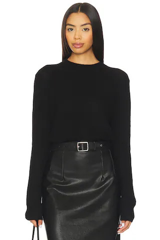 Enza Costa Easy Long Sleeve Crew Sweater in Black from Revolve.com | Revolve Clothing (Global)
