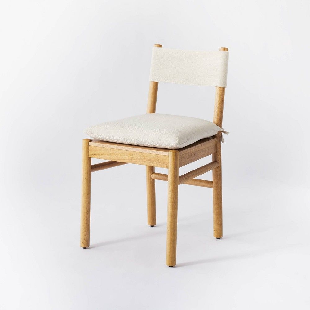 Emery Wood Dining Chair with Upholstered Seat and Sling Back Natural - Threshold™ designed with Stud | Target