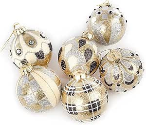 MacKenzie-Childs Golden Hour Glass Ball Ornaments, Tree Ornaments, Holiday Baubles, Set of 6 | Amazon (US)
