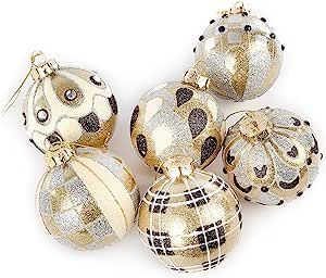 MacKenzie-Childs Golden Hour Glass Ball Ornaments, Tree Ornaments, Holiday Baubles, Set of 6 | Amazon (US)
