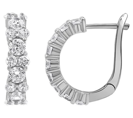 Diamonique 2.90 cttw Classic Hoop Earrings, Sterling Silver | QVC