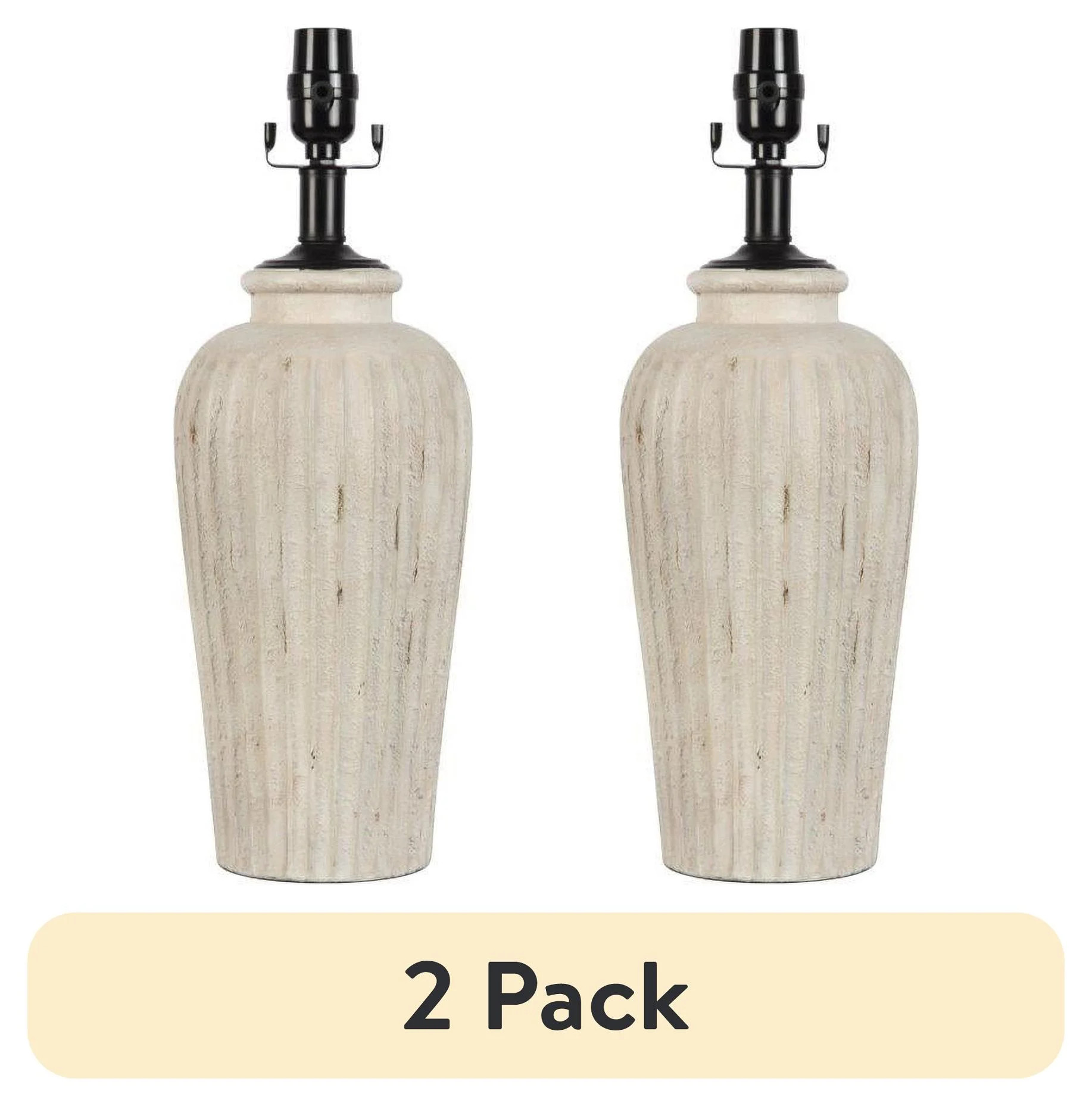 (2 pack) BHG Large Ribbed Ceramic Table Lamp Base, Beige, Transitional Design, Office and Dorm | Walmart (US)