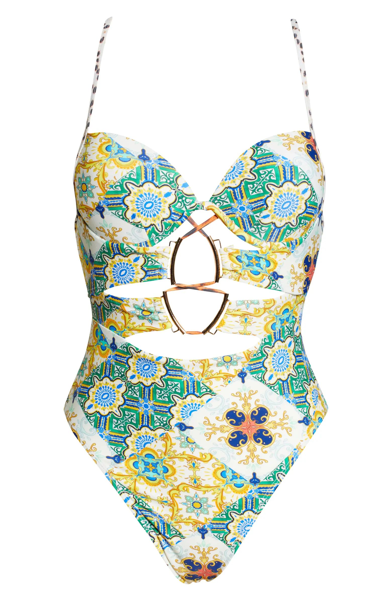 River Island Strappy Trim One-Piece Swimsuit | Nordstrom | Nordstrom