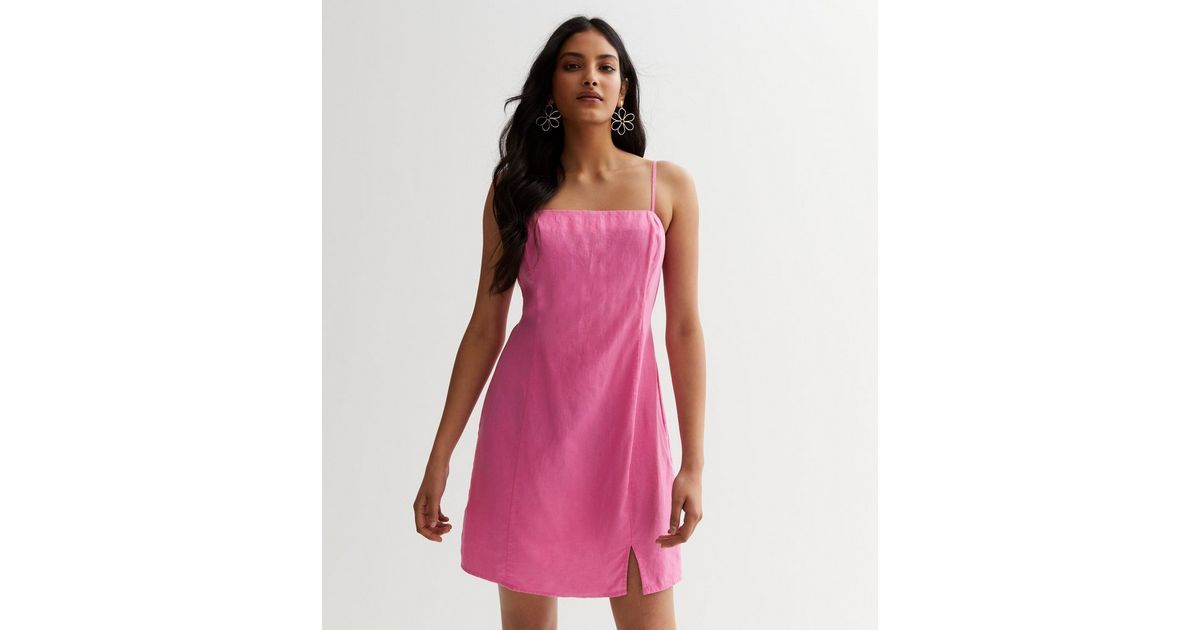 Pink Linen Blend Strappy Mini Dress
						
						Add to Saved Items
						Remove from Saved Items | New Look (UK)