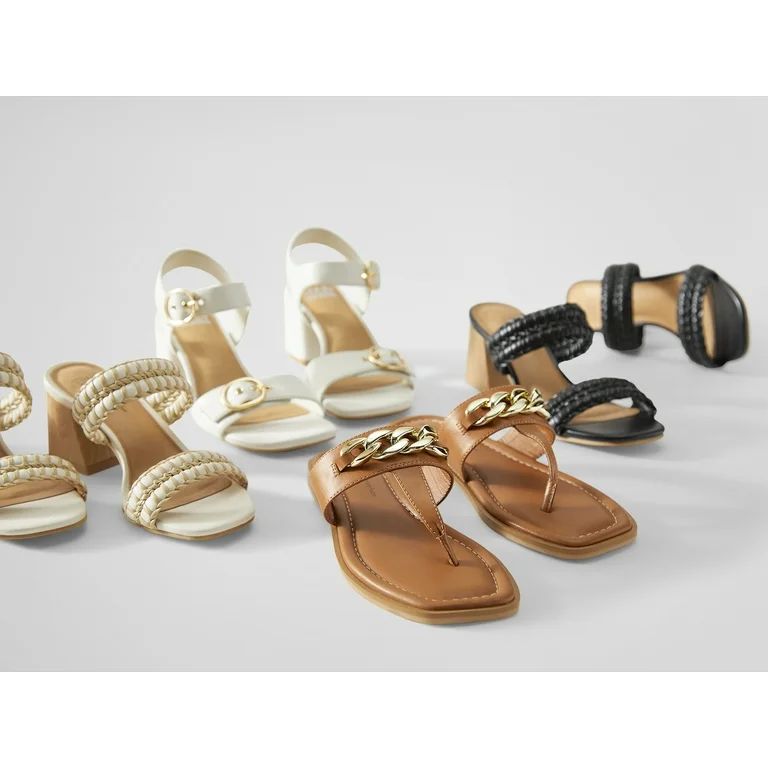 Time and Tru Women's Woven Double Band Sandals | Walmart (US)