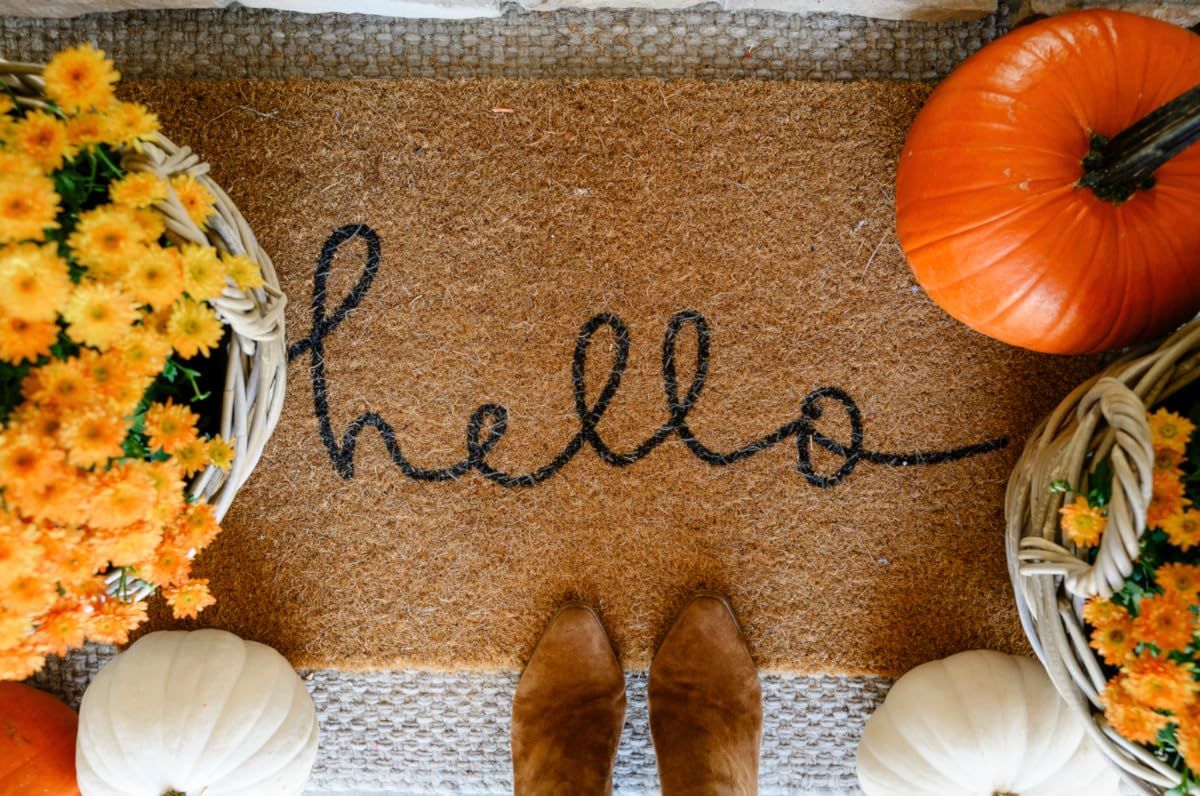 Juvale Hello Coco Coir Doormat for Patio, Natural Fall Welcome Mat for Front Door Fall Front Porch # | Amazon (US)