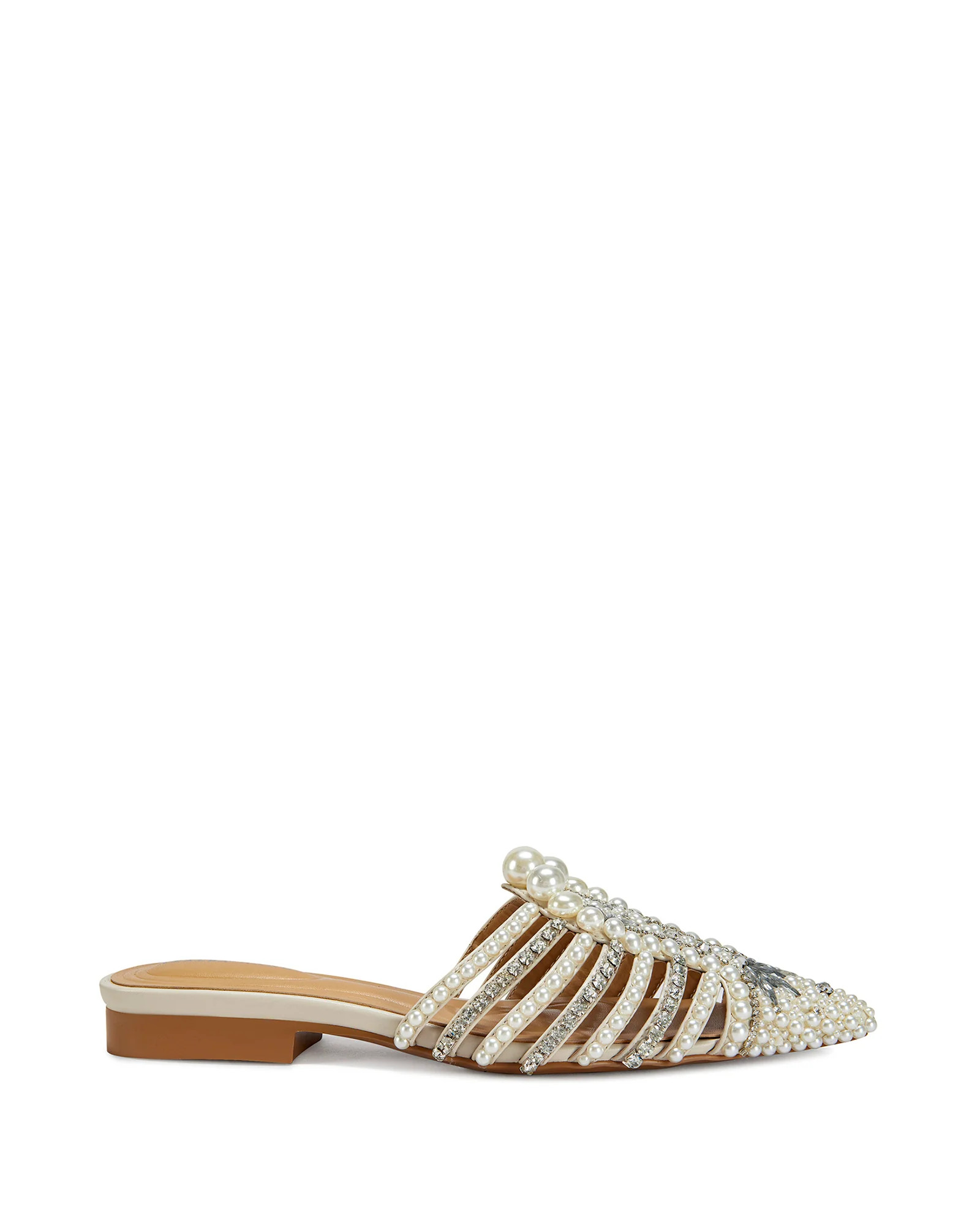 ADALINE-BONE PEARL POINTED TOE FLAT | Azalea Wang