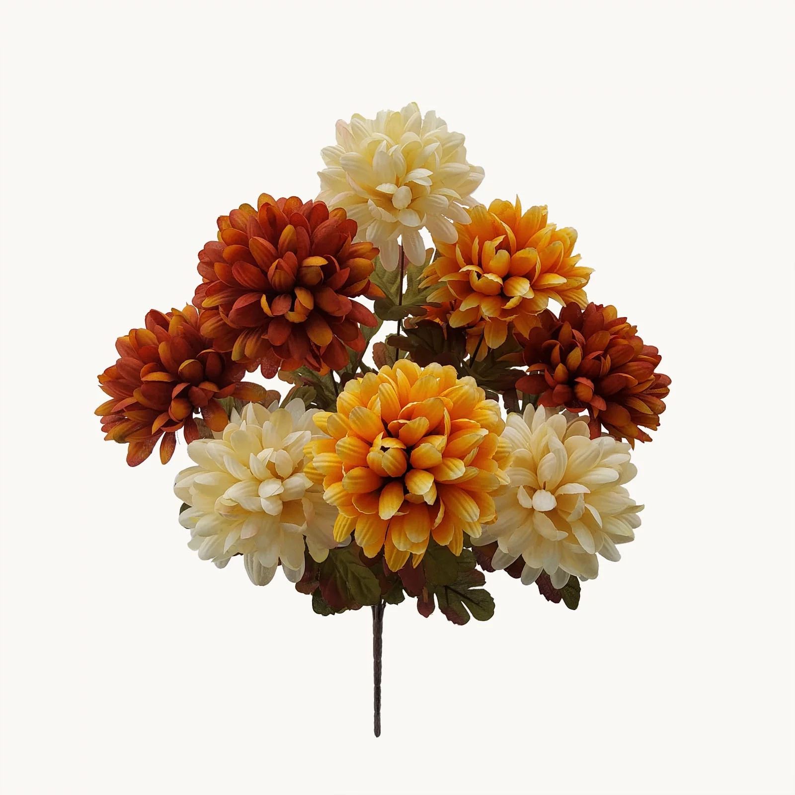 Mainstays Indoor Artificial Flower Bush, Mums, Cream and Orange Colors. Assembled Product Height ... | Walmart (US)