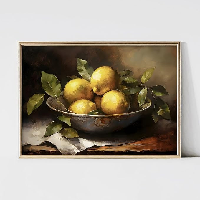 Vintage Lemon Picture Citrus Canvas Wall Art Still Life Fruit Painting Vintage Still Life Wall Ar... | Amazon (US)