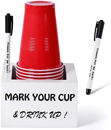 Solo Disposable Cup Holder Drink Caddy Includes 2 Markers, Wood Party Cup Holder with Marker Slot... | Amazon (US)