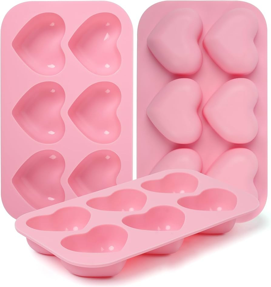 3pcs Heart Silicone Molds for Baking, Heart shape Non Stick Chocolate molds Candy Molds for Valen... | Amazon (US)