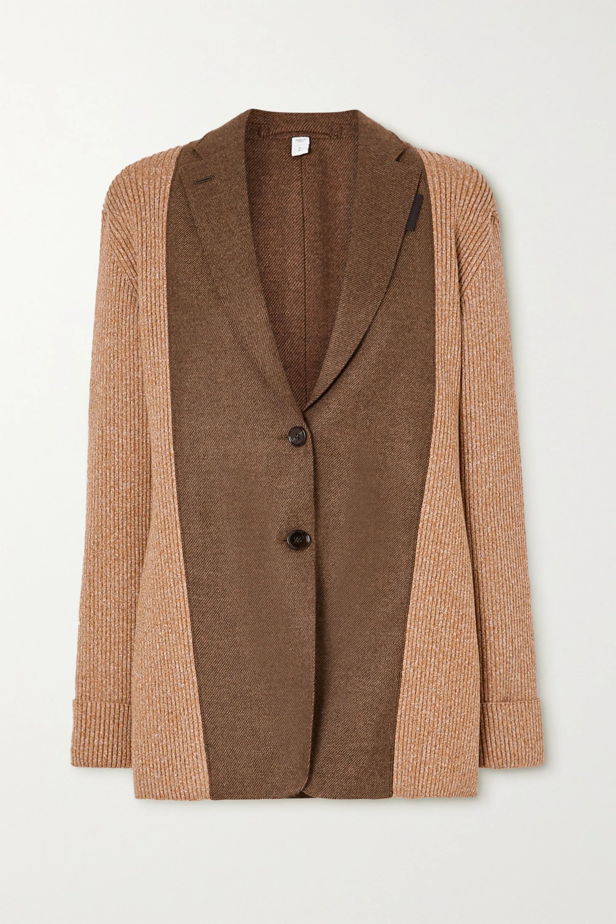 Brown Paneled wool-blend blazer | Burberry | NET-A-PORTER | NET-A-PORTER (UK & EU)
