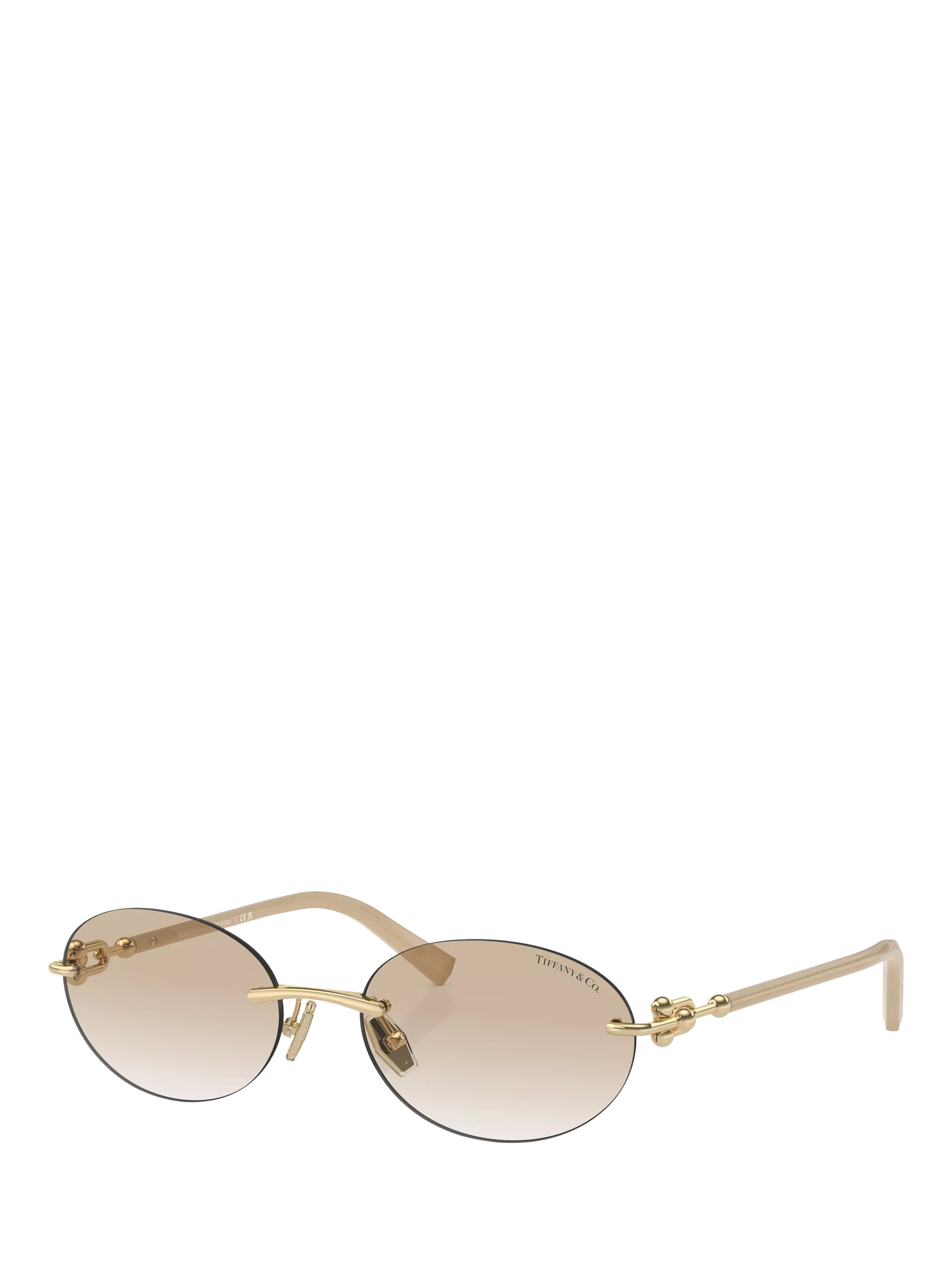 Tiffany & Co TF3104D Women's Oval Sunglasses, Pale Gold | John Lewis (UK)