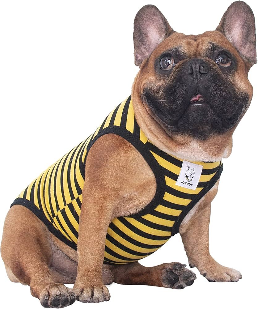 iChoue French Bulldog Striped T Shirts Clothes for Medium Dogs Vest Tank Tops Puppy Frenchie Pug ... | Amazon (US)